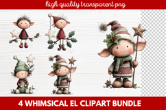 Whimsical Elf Clipart | Cute Christmas Elf PNG Illustration Product Image 1