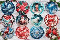 3d Christmas ornament png, 3d round, Paper cut imitation Product Image 5