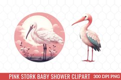 Pink Stork Baby Shower Clipart Sublimation Product Image 5