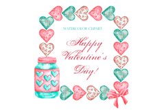 Valentine&#039;s Day watercolor frame, border. Clipart Love. PNG Product Image 4