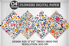 Flowers Seamless Digital Paper, Flowers Background Product Image 1
