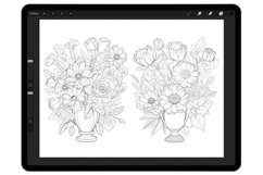 39 Procreate Flowers in vase Stamp Brushes Product Image 2