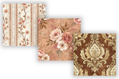 Copper Toile Digital Paper Pack, Vintage Floral Toile Product Image 4