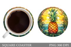 Pineapple Round Coaster. Stained Glass Pineapple Coaster Product Image 1