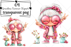Whimsical Funny Grandma Summer Clipart Watercolor PNG Product Image 1