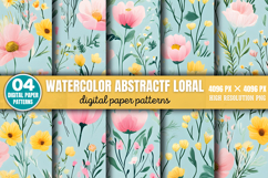 Watercolor Abstract Floral Pattern Set Bundle PNG Product Image 4