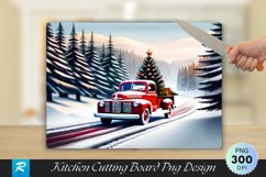 Vintage Truck with Christmas Tree Cutting Board PNG Design Product Image 1
