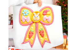 Faux Yarn Crochet Happy Easter PNG Easter Coquette Bow PNG Product Image 5