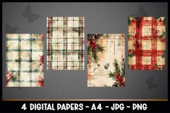 4 Christmas Digital Papers I Christmas Junk Journal Pages Product Image 2
