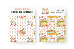 Back to school watercolor seamless patterns, digital paper. Product Image 4