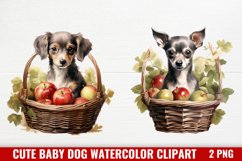 Cute Baby Dog Watercolor Clipart, Cute Baby Dog Clipart Product Image 1