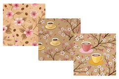 Cherry Blossom Cafe Digital Paper, Seamless Pattern Product Image 4
