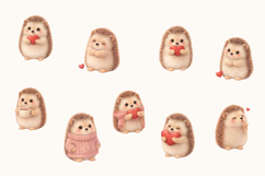 Cute Hedgehog Clipart Watercolor Valentine PNG Product Image 3