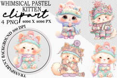 Whimsical Pastel Kitten Character Clipart Product Image 1
