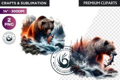 Bear Watercolor Wild Animal Clipart, Forest Wildlife PNG Product Image 1