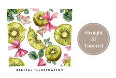 Watercolor Kiwi Tumbler Wrap, Pink Bows Tumbler Design Product Image 4