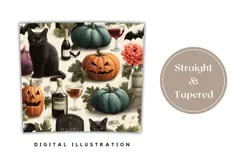 Black Cat Tumbler Wrap, Cartoon Halloween Pumpkin Tumbler Product Image 4