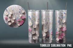 3D Tumbler Wrap| 3D Flowers Art Tumbler Sublimation Product Image 2