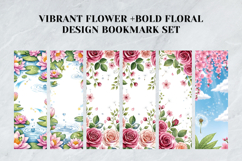 Vibrant Flower &amp; Bold Floral Bookmark Set,Bright Modern Product Image 5