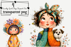 Quirky Girl Dog Clipart Watercolor PNG Product Image 1
