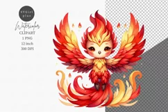 Phoenix clipart, Fantasy clipart, Watercolor clipart Product Image 1