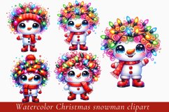Watercolor Christmas snowman clipart, snowman bundle Product Image 5