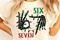 Six Seven 6 7 67 Meme Christmas Xmas PNG, Funny Skeleton PNG Product Image 3