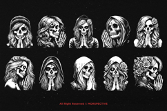 10 Bundle Dark Art Skull Girl Pray Woman Grunge Sugar Skull Product Image 6