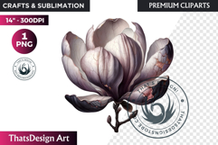 Moody Rose Gold &amp; Mauve Flowers PNG, Dark Romance Clipart Product Image 1