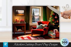 Cozy Christmas Reading Nook Cutting Board PNG Design Product Image 1