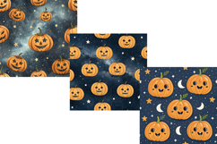 Funny Pumpkin Starry Night Seamless Pattern, Digital Paper Product Image 4