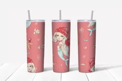 Christmas Cute Mermaids Skinny tumbler wrap design Product Image 6