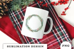 Watercolor Christmas Floral Wreath png Product Image 4
