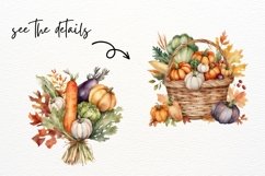 Fall Vegetables in Basket, Watercolor Vegetables, Autumn Product Image 4