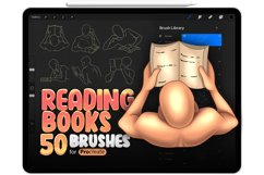50 People Reading Books Brushes for Procreate Product Image 1