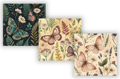 Cottagecore Butterfly Vintage Paper, Seamless Watercolor Product Image 4