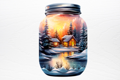 Christmas in Jar Watercolor Clipart PNG Product Image 4