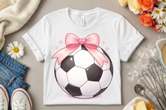 Pink Coquette Soccer PNG: Game Day Bow Shirt Design Product Image 14