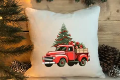 Red Christmas Truck Sublimation Clipart, Christmas PNG Product Image 4