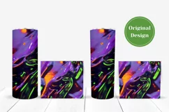 Liquid Waves Tumbler Sublimation, Neon Purple Tumbler PNG Product Image 4