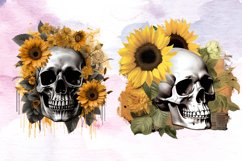 Halloween Sunflower Skulls Clipart Bundle, Halloween Clipart Product Image 5