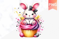 Easter Bunny And Cupcake Sublimation - Clipart PNG Product Image 1