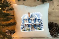 Watercolor Christmas houses clipart, Christmas Clipart Product Image 4