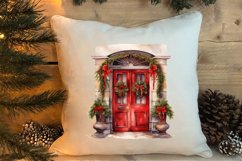 Christmas Door Watercolor Clipart, Christmas Door PNG Product Image 4