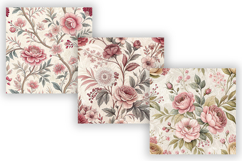 Pink Toile De Jouy Seamless Pattern, Pink Floral Pattern Product Image 4