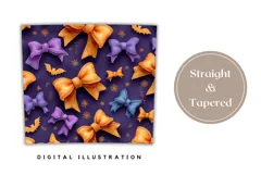 Cute Bows Tumbler Wrap, Cartoon Halloween Bats Tumbler Print Product Image 4