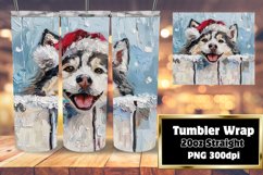 Festive Peeking Dog Tumbler Wrap Holiday Sublimation Design Product Image 1