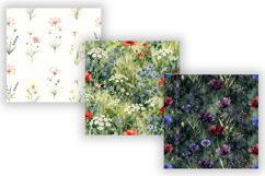 Wildflower Meadow Digital Paper Pack, Seamless Watercolor Product Image 4