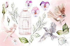 Hand Drawn Watercolor FLOWERS&amp;BIRDS Product Image 2