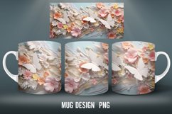 3D Butterflies Pastel Mug Wrap | Sublimation Coffee Cup Desi Product Image 4